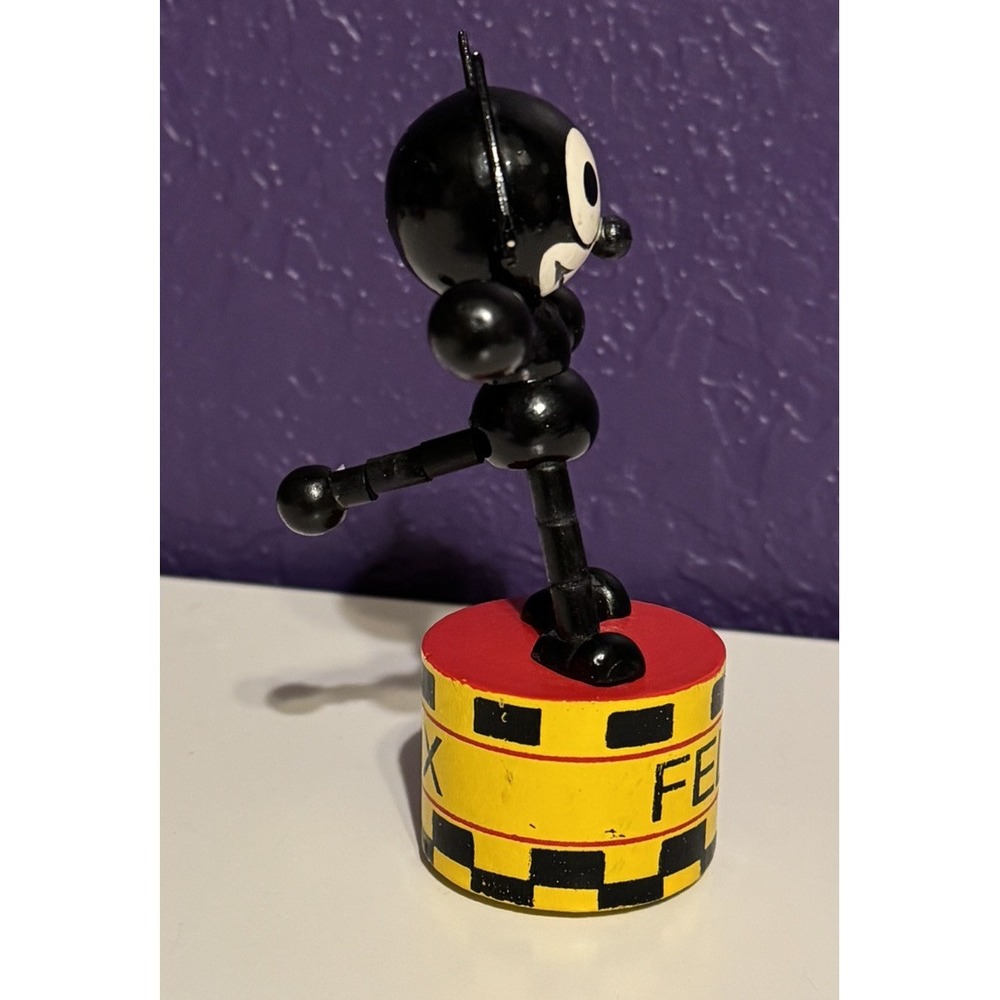 VINTAGE 80s FELIX THE CAT WOOD BOBBLE HEAD PUPPET WAKOUWA ANTIQUE RARE - Picture 2 of 4